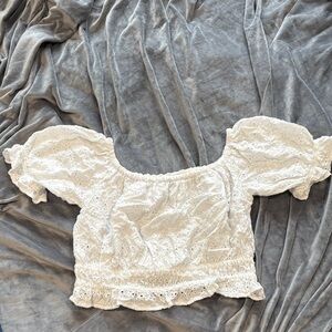 American Eagle Outfitters White Eyelet Blouse